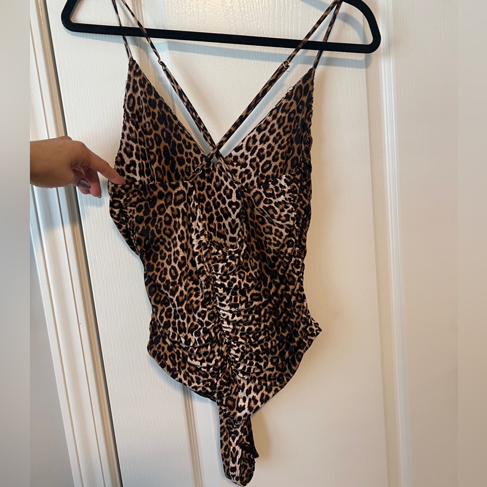 NAKED WARDROBE cross back leopard bodysuit Sz XL - Picture 2 of 5
